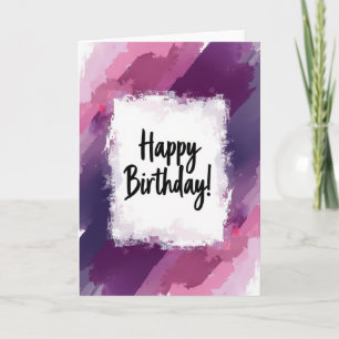 Tarjeta de cumpleaños con pincelada púrpura