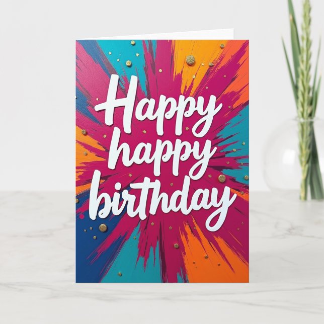 Tarjeta de cumpleaños con pinceladas dulces (Anverso)