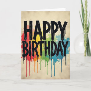 Tarjeta de cumpleaños con pintura vibrante