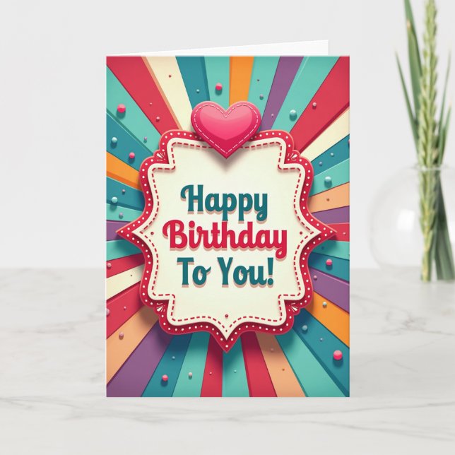 Tarjeta de cumpleaños con placa alegre (Anverso)