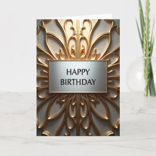 Tarjeta de cumpleaños con placa de plata ornamenta