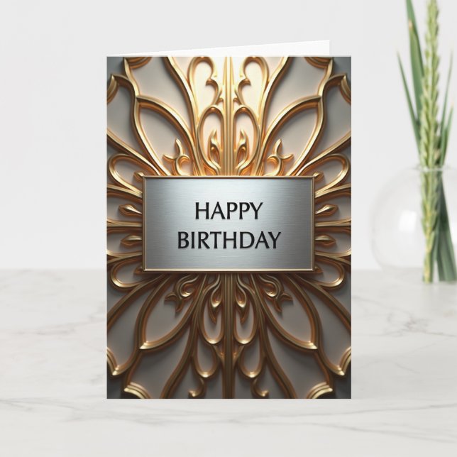 Tarjeta de cumpleaños con placa de plata ornamenta (Anverso)