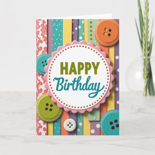 Tarjeta de cumpleaños con placa escalonada (Anverso)