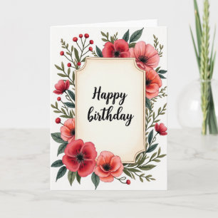 Tarjeta de cumpleaños con placa ornamentada