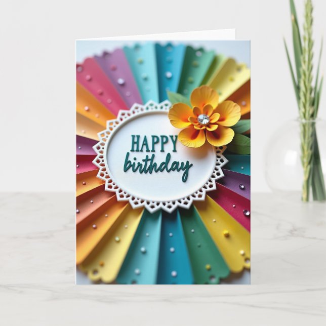 Tarjeta de cumpleaños con pliegues alegres (Anverso)