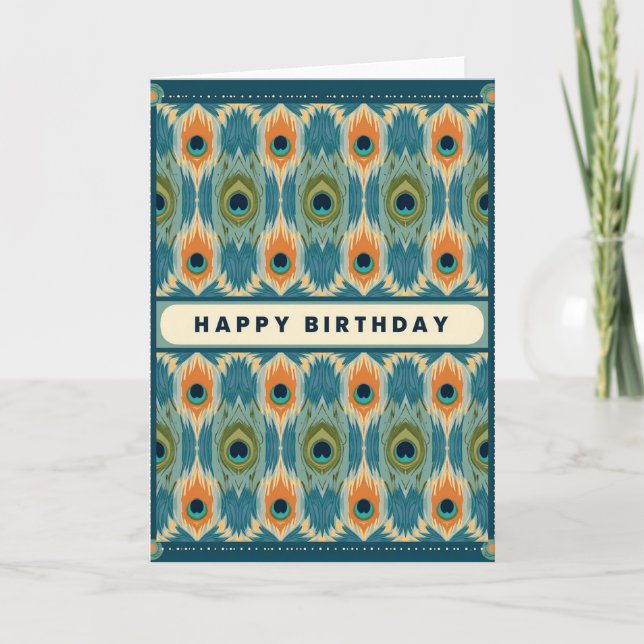Tarjeta de cumpleaños con plumaje alegre (Anverso)