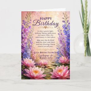 Tarjeta de cumpleaños con poema de la flor de naci
