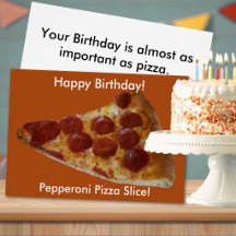 Tarjeta de cumpleaños con porción de pizza de pepp