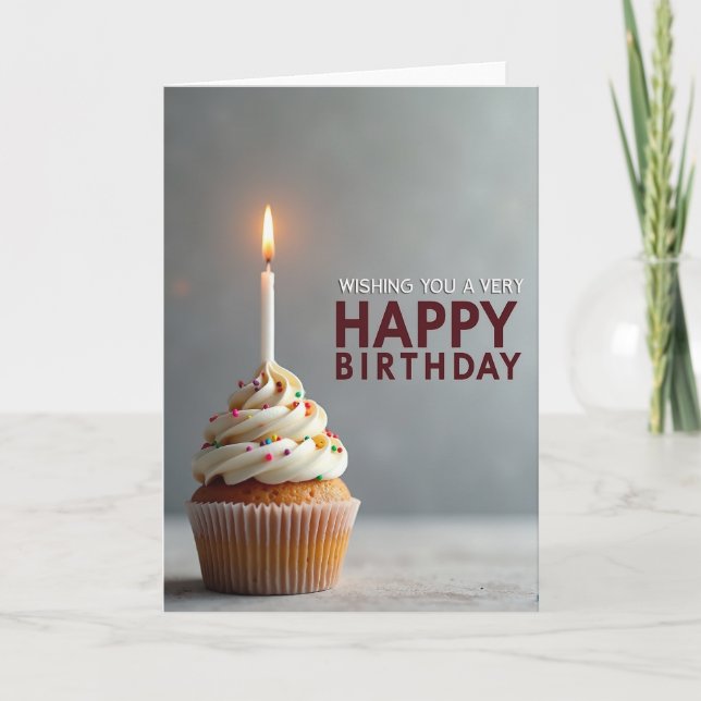 Tarjeta de Cumpleaños con Postre Escarchado Alegre (Anverso)