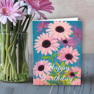 Tarjeta de cumpleaños con preciosas margaritas ros