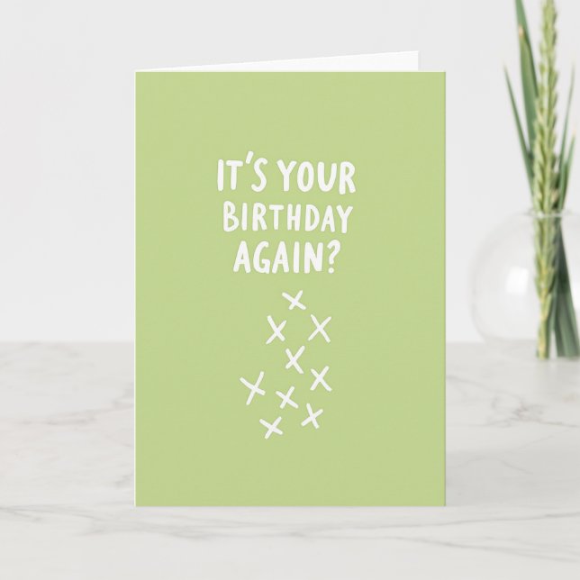 Tarjeta de cumpleaños con pregunta de color lima (Anverso)