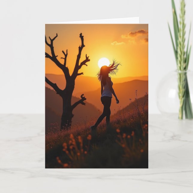 Tarjeta de cumpleaños con puesta de sol (Anverso)