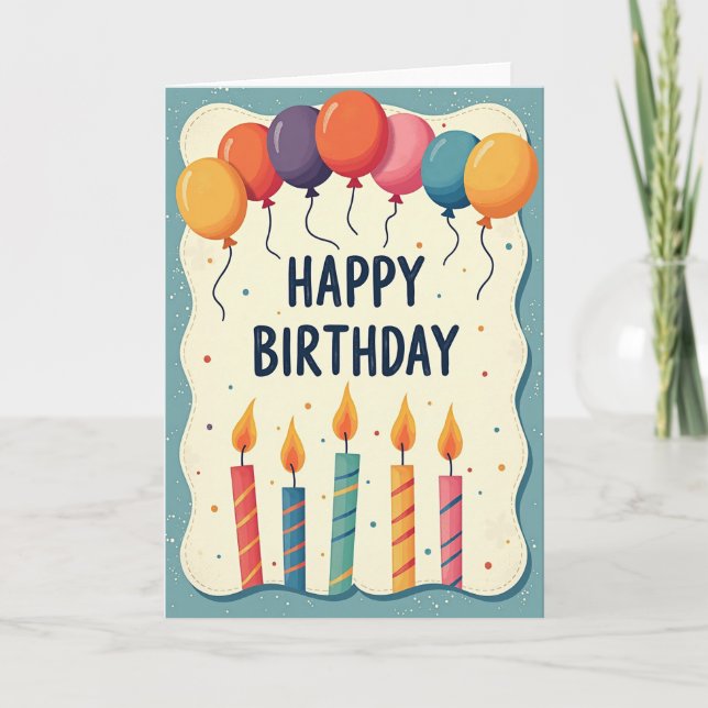 Tarjeta de cumpleaños con puntadas festivas (Anverso)
