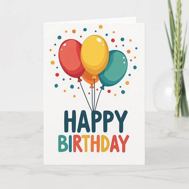 Tarjeta de cumpleaños con puntos alegres (Anverso)