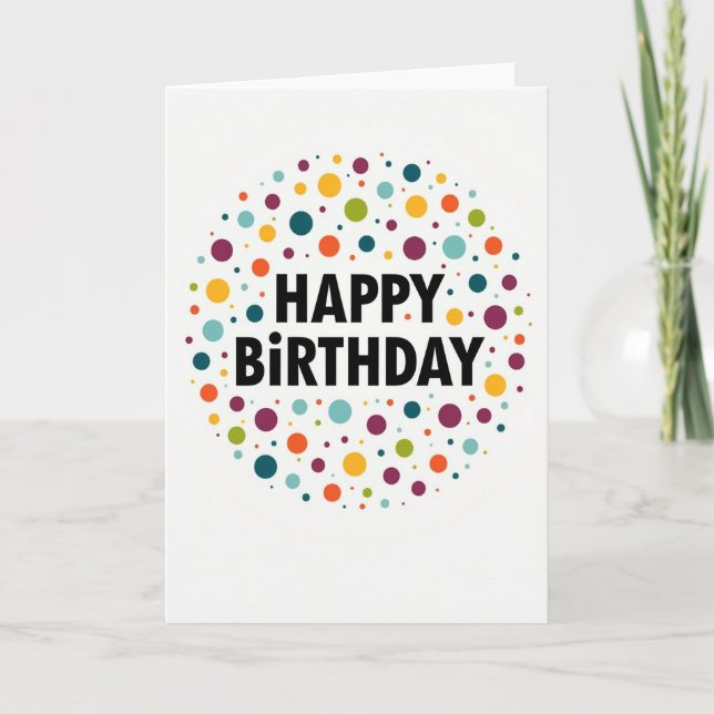 Tarjeta de cumpleaños con puntos alegres (Anverso)