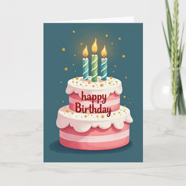 Tarjeta de cumpleaños con purpurina de estrellas (Anverso)