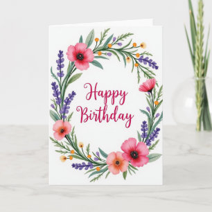 Tarjeta de cumpleaños con ramita de lavanda