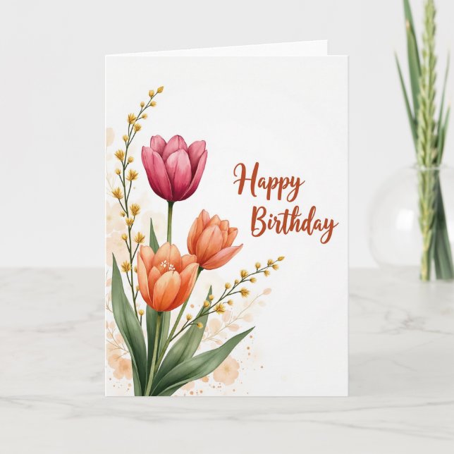 Tarjeta de cumpleaños con ramita dorada (Anverso)