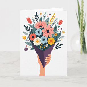 Tarjeta de cumpleaños con ramo artístico