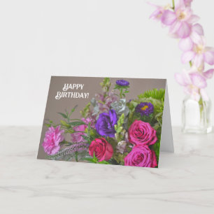 Tarjeta de cumpleaños con ramo de rosas hermosas f