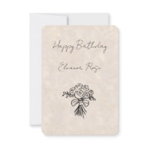 Tarjeta de cumpleaños con ramo de rosas rosadas di