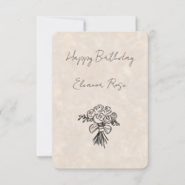 Tarjeta de cumpleaños con ramo de rosas rosadas di