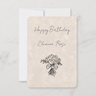Tarjeta de cumpleaños con ramo de rosas rosadas di