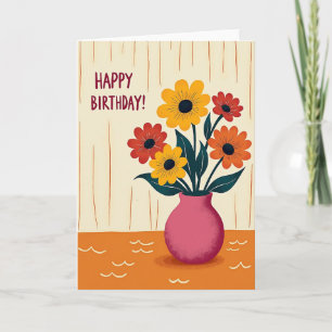 Tarjeta de cumpleaños con ramo floral