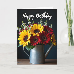 Tarjeta de cumpleaños con ramo rústico