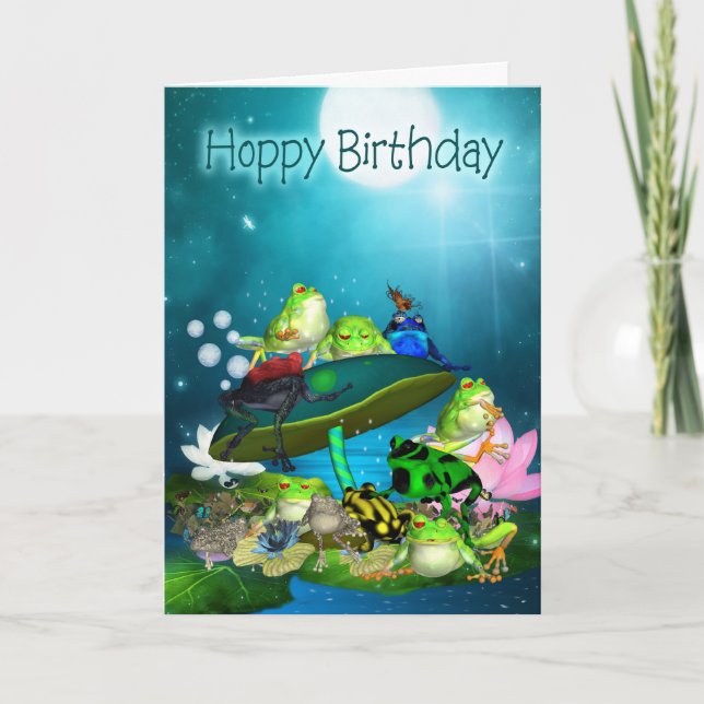 Tarjeta de cumpleaños con ranas de fantasía - Cump (Anverso)