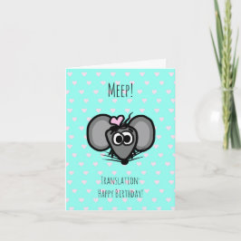 Tarjeta de cumpleaños con ratón adorable (turquesa