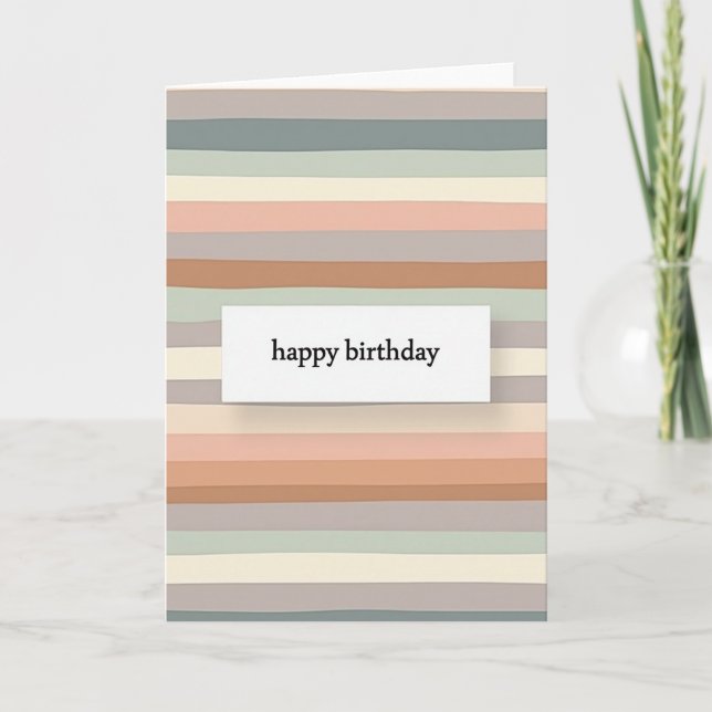Tarjeta de cumpleaños con rayas terrosas (Anverso)