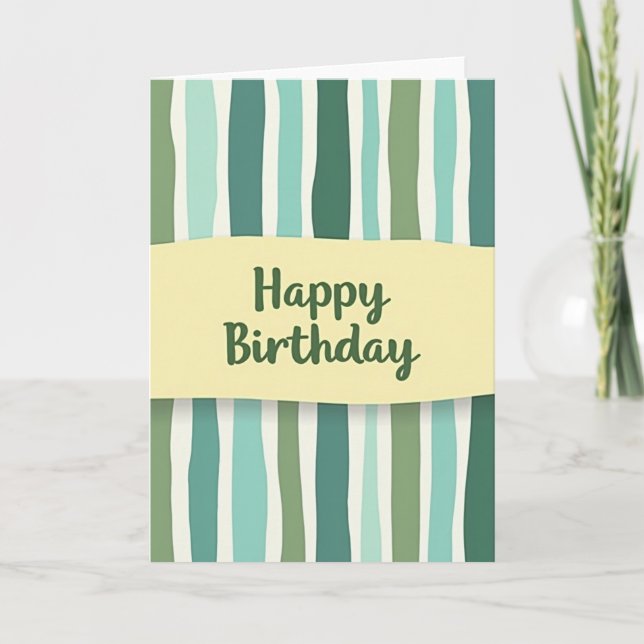 Tarjeta de cumpleaños con rayas verdes (Anverso)