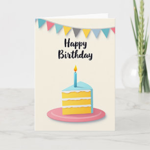 Tarjeta de cumpleaños con rebanada de pastel de ce