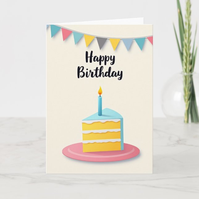 Tarjeta de cumpleaños con rebanada de pastel de ce (Anverso)