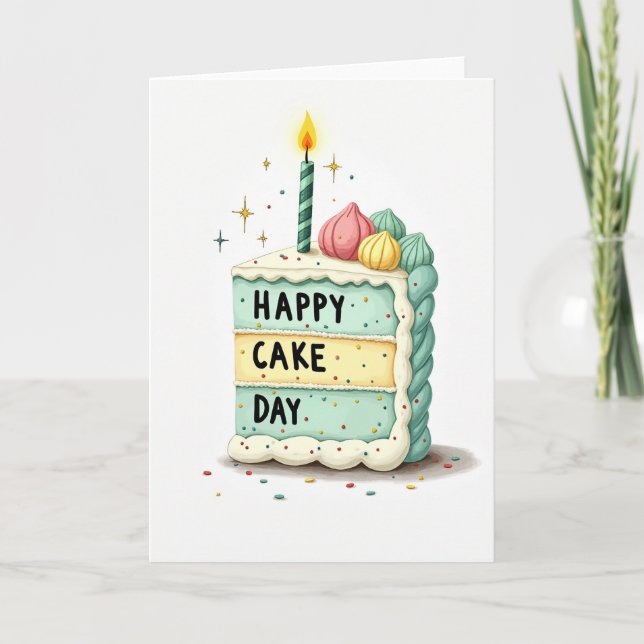 Tarjeta de Cumpleaños con Rebanada de Torta Capric (Anverso)