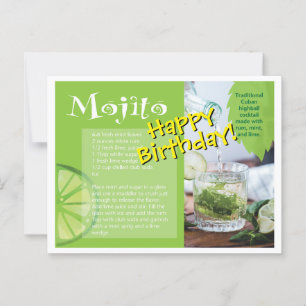 Tarjeta de Cumpleaños con Receta de Cóctel Mojito