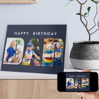 Tarjeta de cumpleaños con recorte de letra con fot