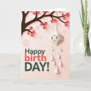 Tarjeta de cumpleaños con recorte de papel floral