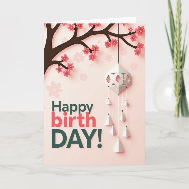 Tarjeta de cumpleaños con recorte de papel floral (Anverso)