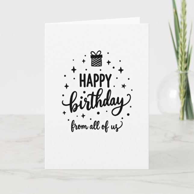 Tarjeta de cumpleaños con regalo a rayas (Anverso)