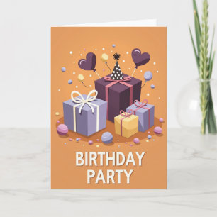 Tarjeta de cumpleaños con regalo colorido