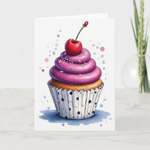 Tarjeta de Cumpleaños con Regalo de Purpurina