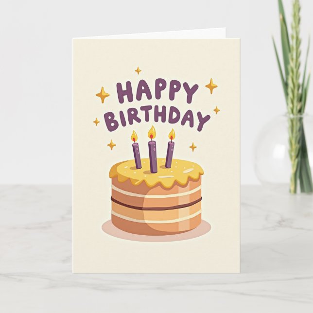 Tarjeta de Cumpleaños con Regalo Dorado (Anverso)