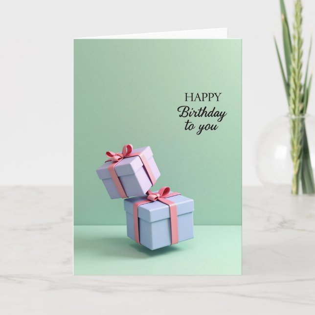 Tarjeta de Cumpleaños con Regalo Elegante (Anverso)