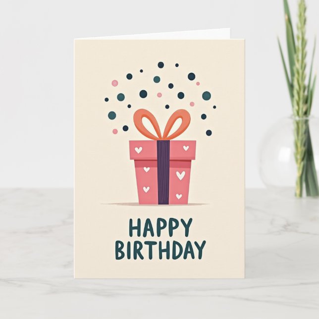 Tarjeta de cumpleaños con regalo para el corazón (Anverso)