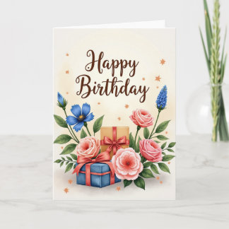 Tarjeta de cumpleaños con regalos personalizados