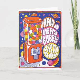 Tarjeta de Cumpleaños con Relieve de Letras Burbuj