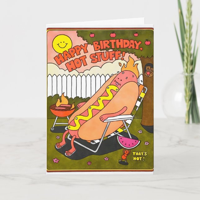 Tarjeta de Cumpleaños con Relieve de Letras Hot St (Anverso)