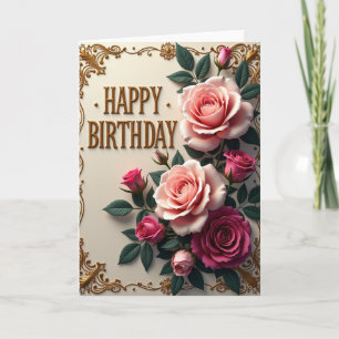 Tarjeta de cumpleaños con relieve dorado